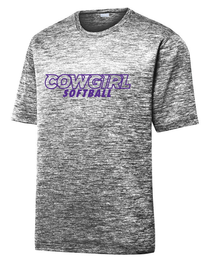 HSU Softball - Cowgirl Outline - Electric Dri-Fit Short Sleeve, Color: Black / White