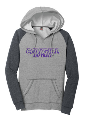 HSU Softball - Cowgirl Outline - Lightweight Raglan Hoodie