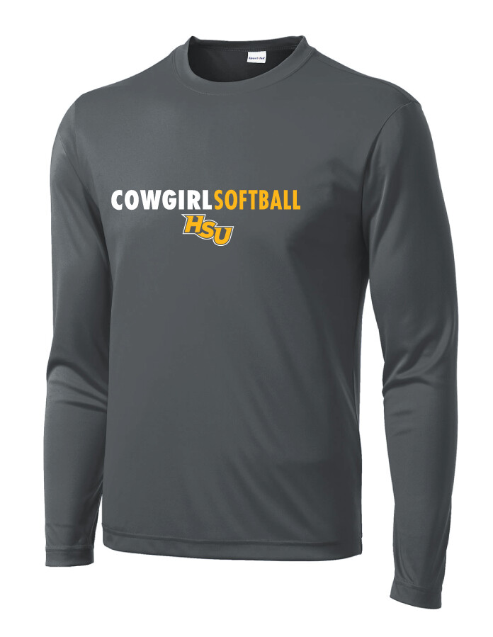 HSU Softball - Clean Lines - Dri-Fit Long Sleeve, Color: Iron Grey
