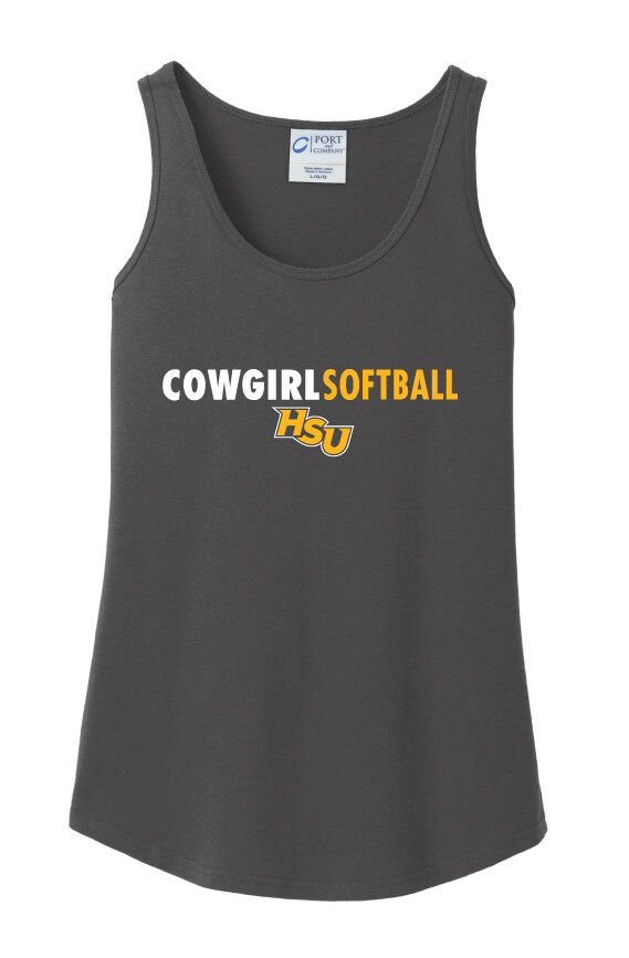 HSU Softball - Clean Lines - Cotton Tank, Color: Charcoal