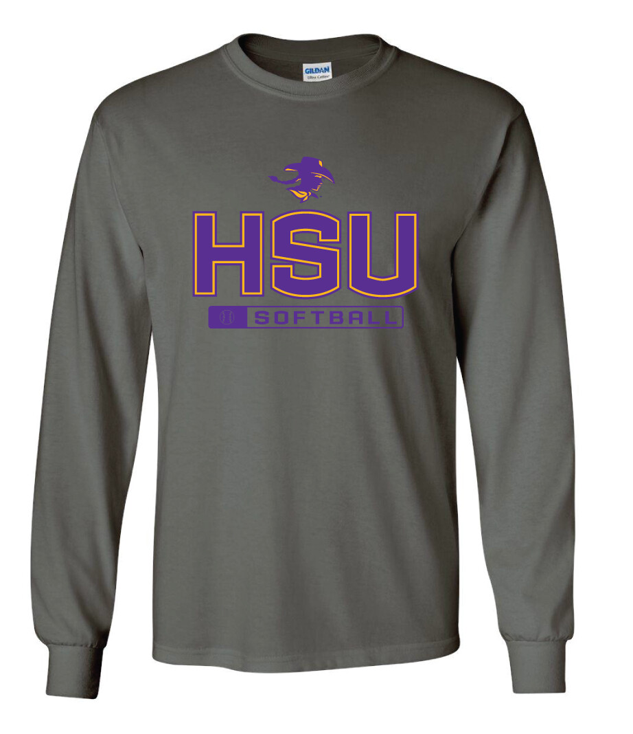HSU Softball - Big HSU - Long Sleeve, Color: Charcoal