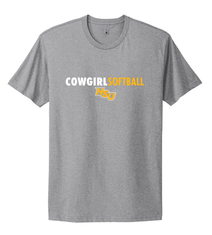 HSU Softball - Clean Lines - Next Level Short Sleeve, Color: Heather Grey
