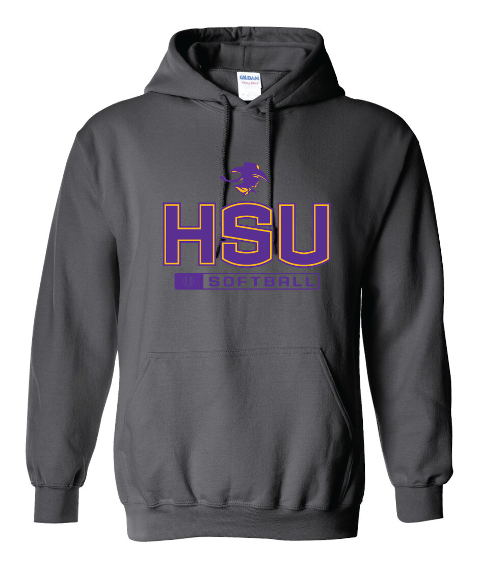 HSU Softball - Big HSU - Hoodie, Color: Charcoal