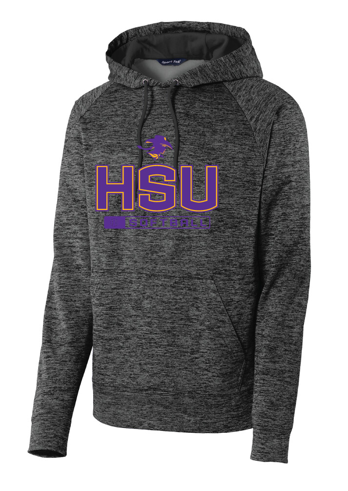 HSU Softball - Big HSU - Electric Dri-Fit Hoodie, Color: Grey / Black