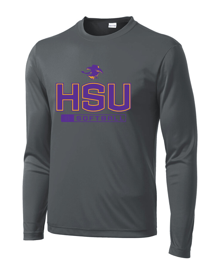 HSU Softball - Big HSU - Dri-Fit Long Sleeve, Color: Iron Grey
