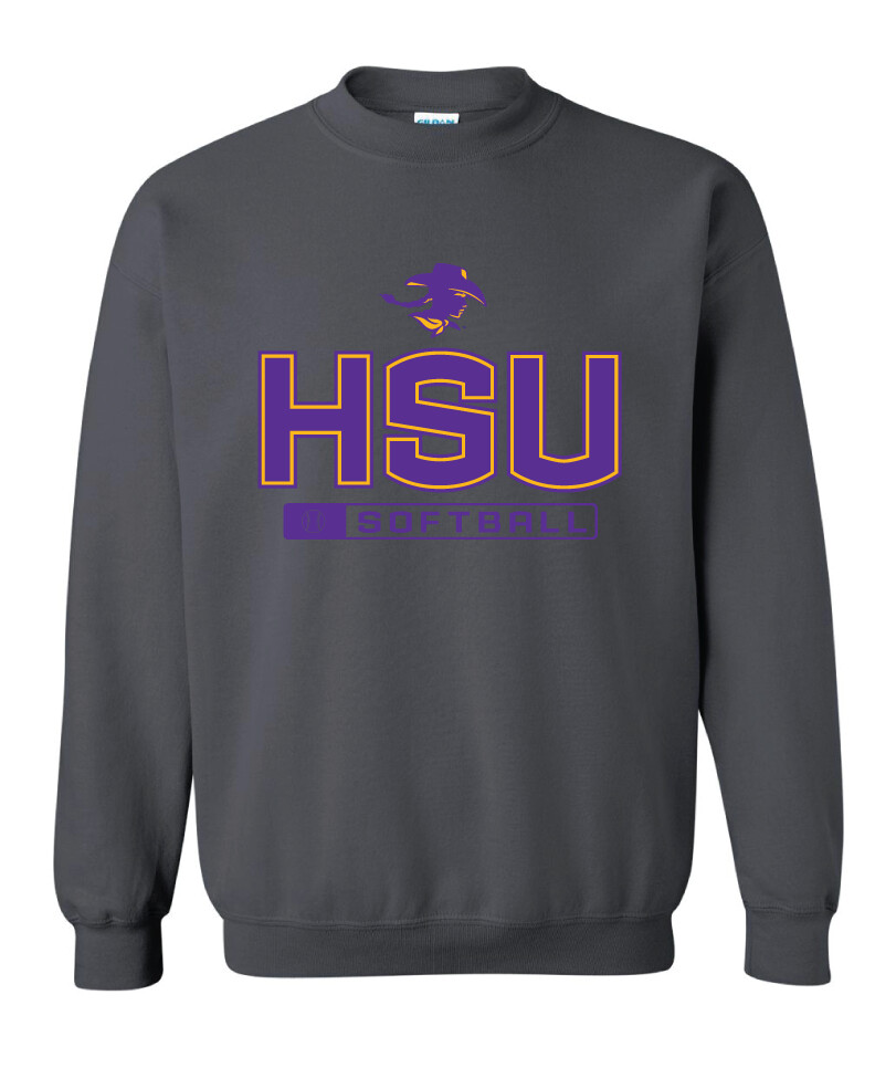 HSU Softball - Big HSU - Crew Sweatshirt, Color: Charcoal