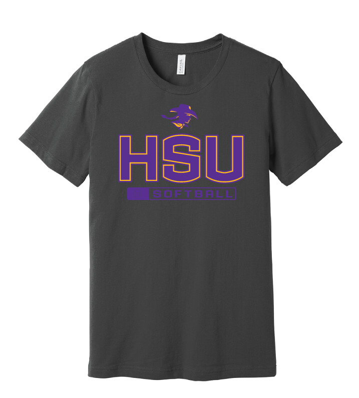 HSU Softball - Big HSU - Bella+Canvas Short Sleeve, Color: Charcoal
