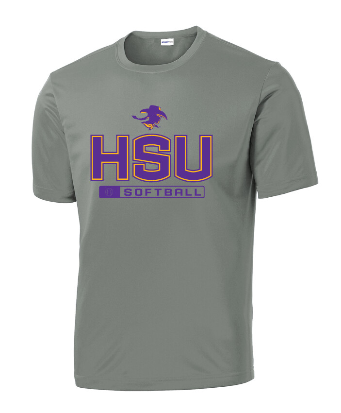 HSU Softball - Big HSU - Dri-Fit Short Sleeve, Color: Grey Concrete