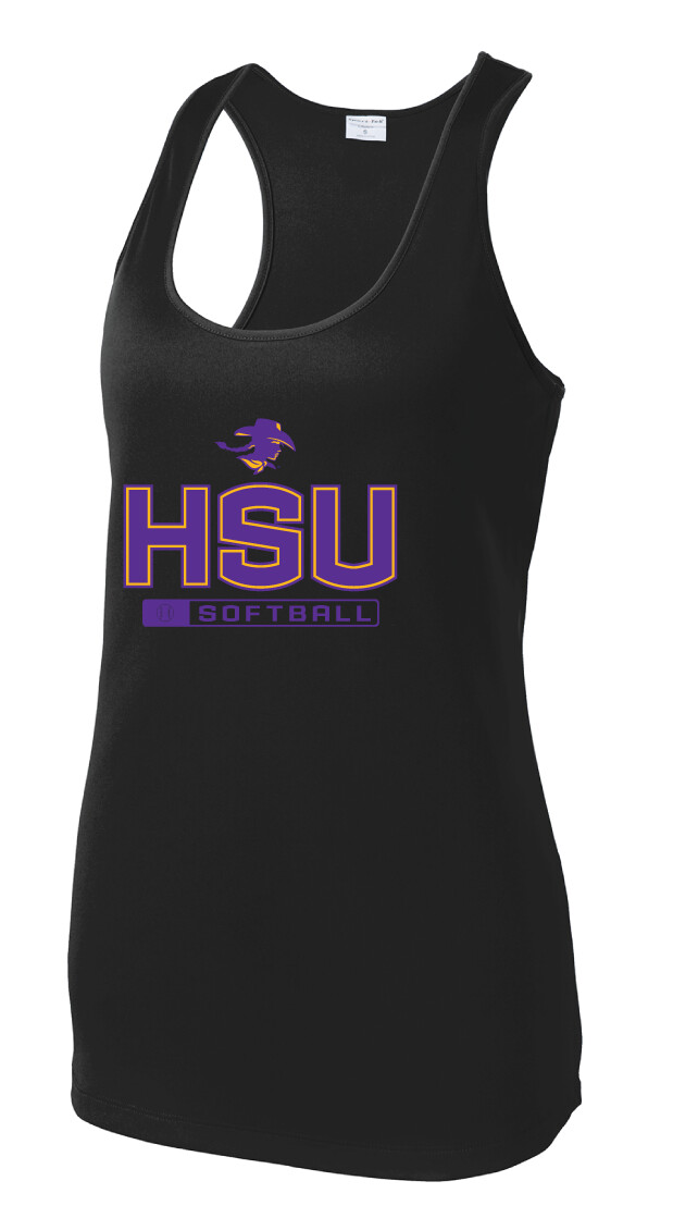 HSU Softball - Big HSU - Dri-Fit Racerback Tank, Color: Black