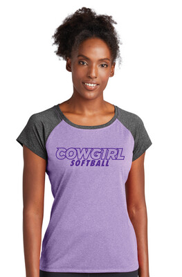 HSU Softball - Cowgirl Outline - Heather Scoop Neck