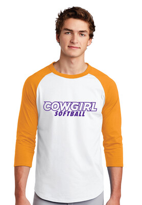 HSU Softball - Cowgirl Outline - Raglan Baseball