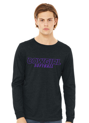 HSU Softball - Cowgirl Outline - Bella+Canvas Long Sleeve