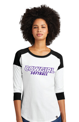 HSU Softball - Cowgirl Outline - 3/4 Sleeve Raglan Tee
