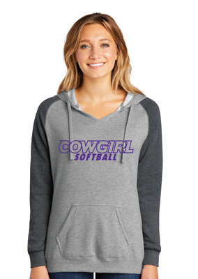HSU Softball - Cowgirl Outline - Lightweight Raglan Hoodie