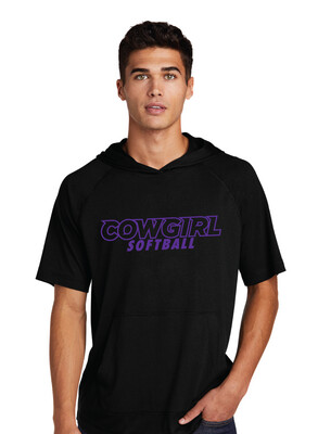 HSU Softball - Cowgirl Outline - TriBlend Short Sleeve Hoodie