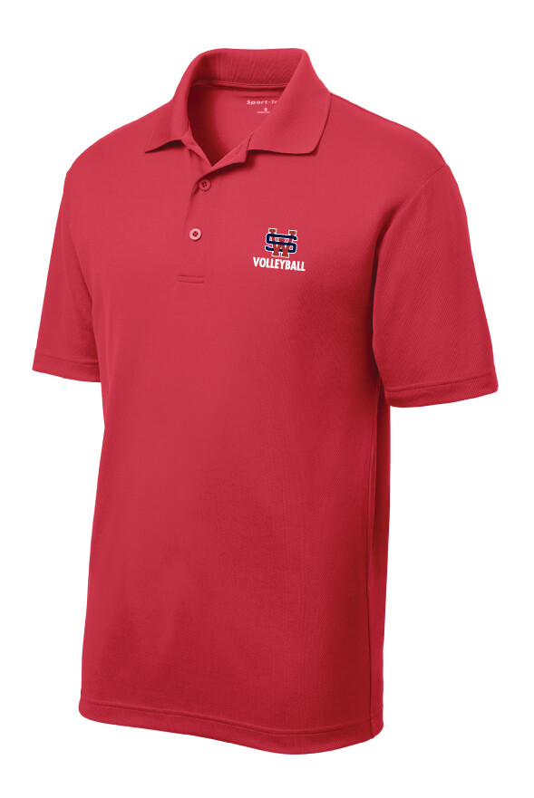 USW Volleyball - Embroidered Mens Polo, Size: Adult S, Garment Color: Red