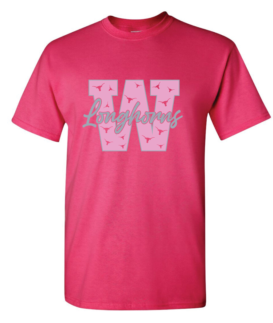 Wilmeth - Block W - Short Sleeve, Garment Color: Hot Pink