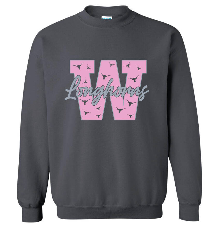 Wilmeth - Block W - Crew Sweatshirt, Garment Color: Charcoal