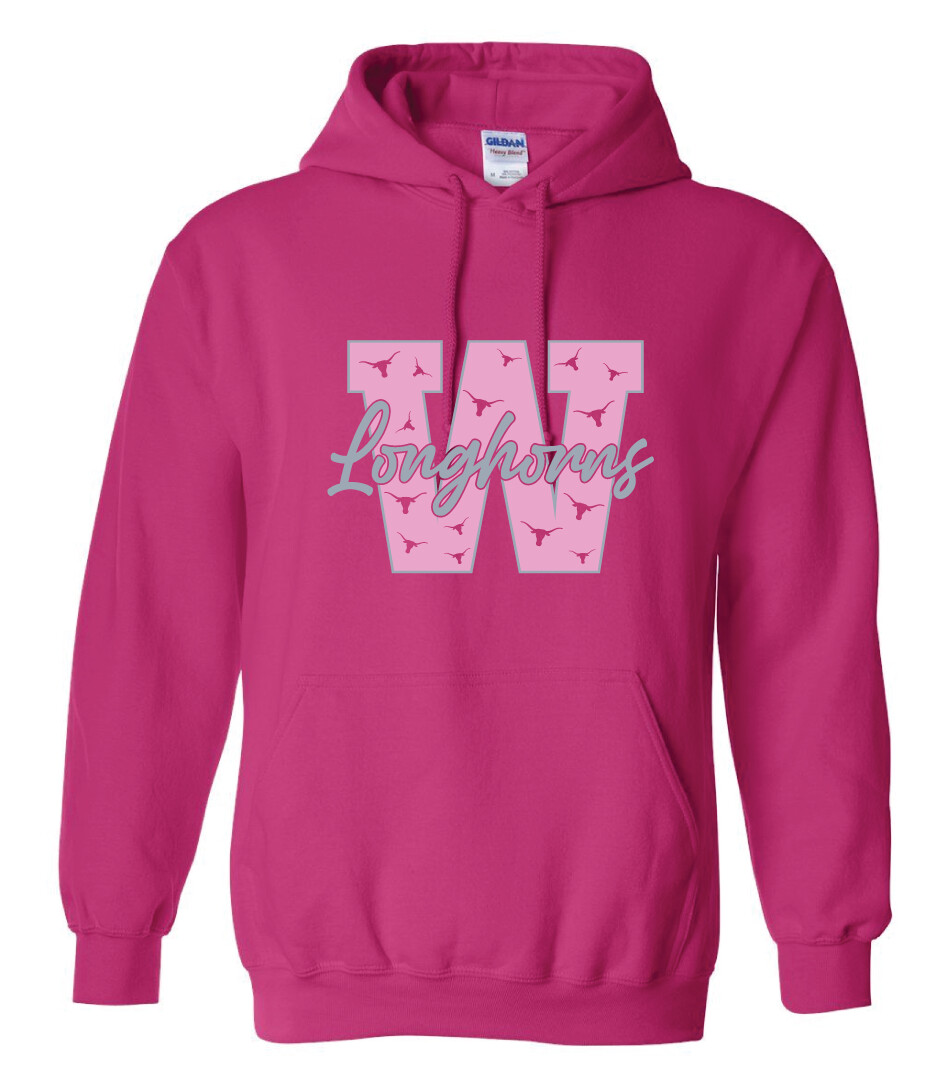 Wilmeth - Block W - Hoodie, Garment Color: Hot Pink