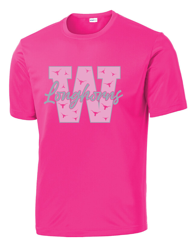 Wilmeth - Block W - Dri-Fit Short Sleeve, Garment Color: Hot Pink