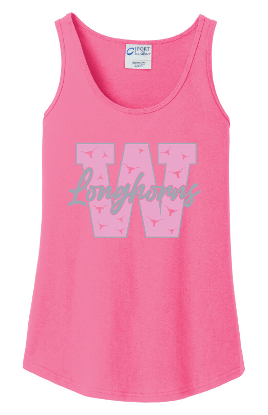 Wilmeth - Block W - Cotton Tank, Garment Color: Hot Pink