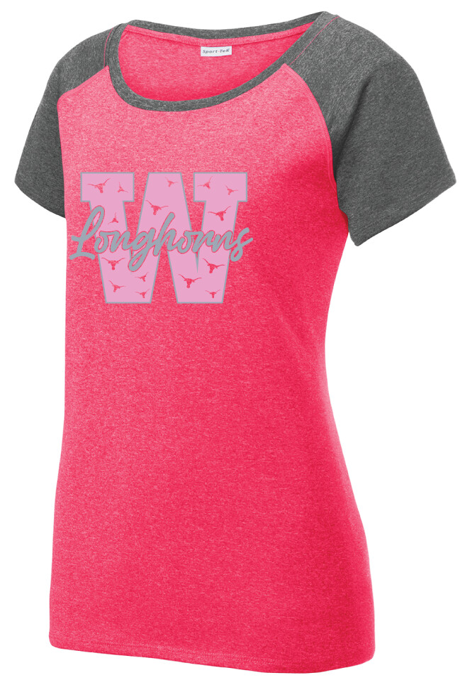 Wilmeth - Block W - Heather Scoop Neck, Garment Color: Pink / Graphite