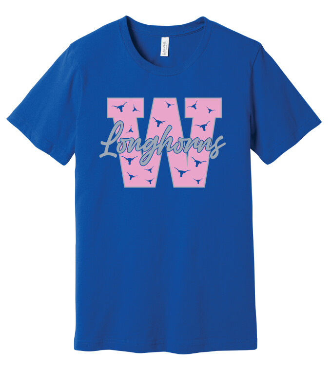 Wilmeth - Block W - Bella+Canvas Short Sleeve, Garment Color: Royal