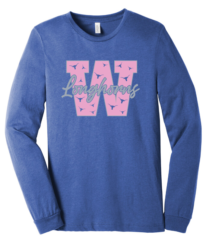 Wilmeth - Block W - Bella+Canvas Long Sleeve, Garment Color: Heather Royal