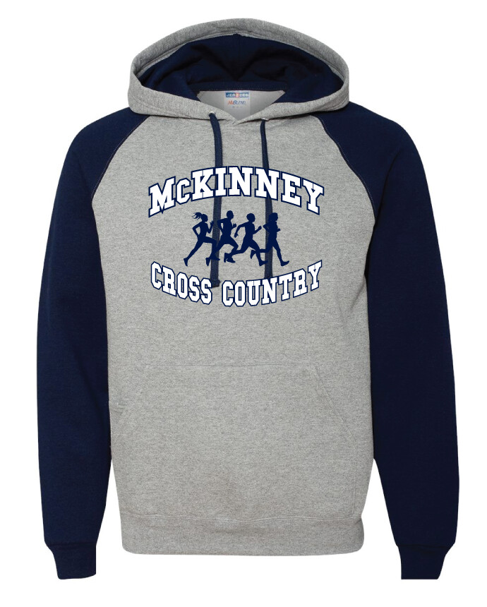 McKinney XC - Runners - Raglan Hoodie, Garment Color: Grey / Navy