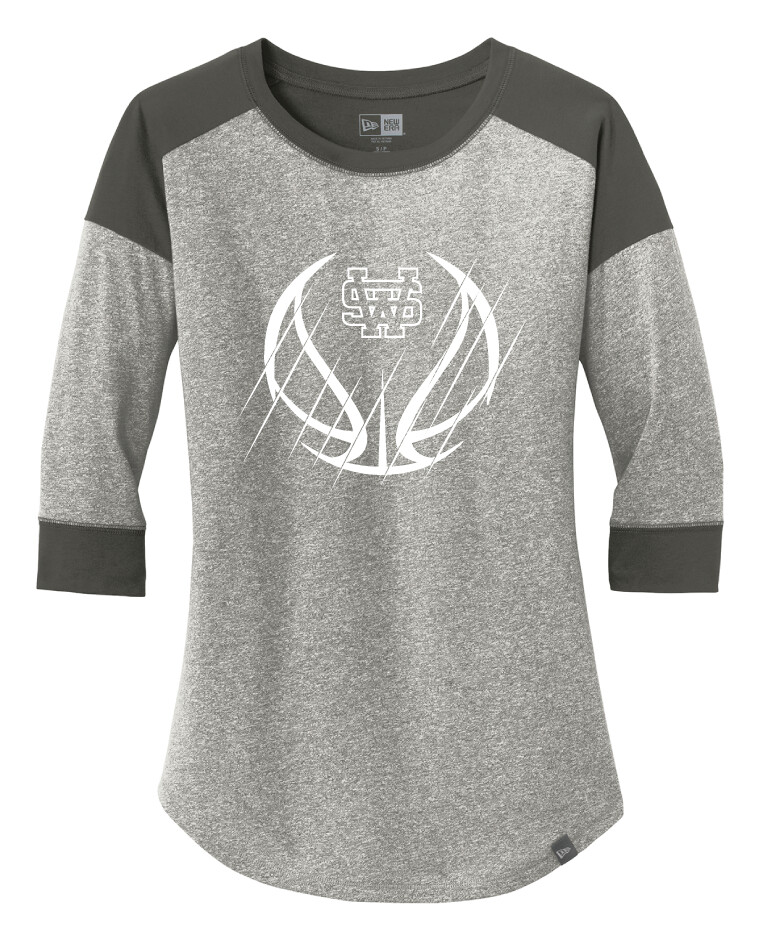 USW Basketball - Scratches - 3/4 Sleeve Baseball Raglan Tee, Color: Graphite / Light Graphite