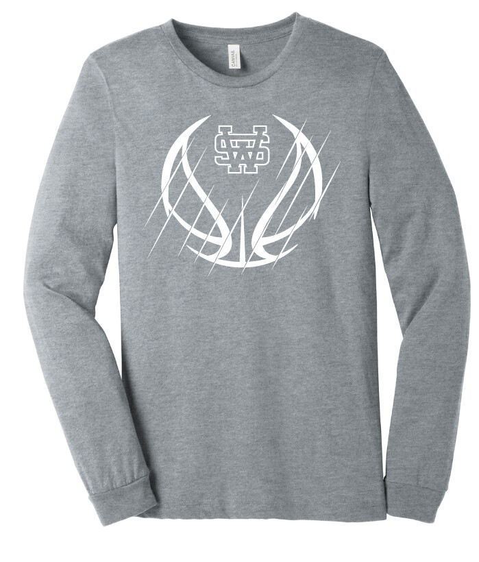 USW Basketball - Scratches - Bella+Canvas Long Sleeve, Color: Athletic Heather