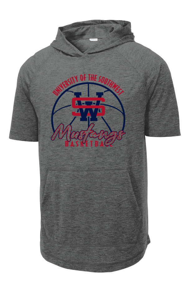 USW Basketball - Big Basketball - Short Sleeve Hoodie, Color: Dark Grey Heather