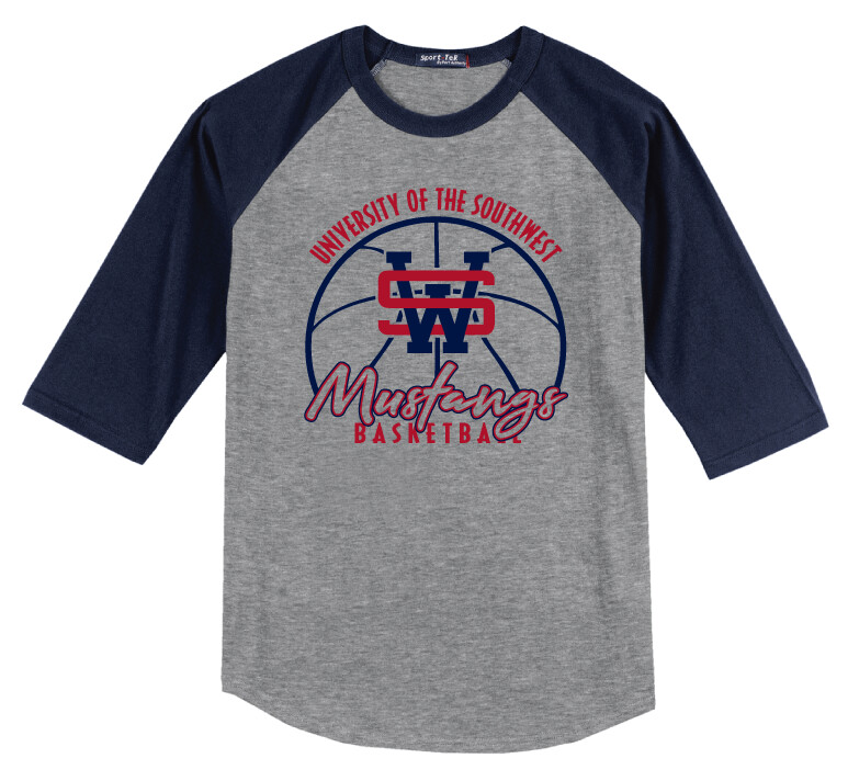 USW Basketball - Big Basketball - Raglan Baseball, Color: Grey / Navy