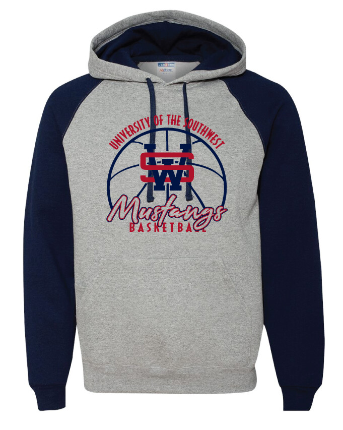 USW Basketball - Big Basketball - Raglan Hoodie, Color: Grey / Navy