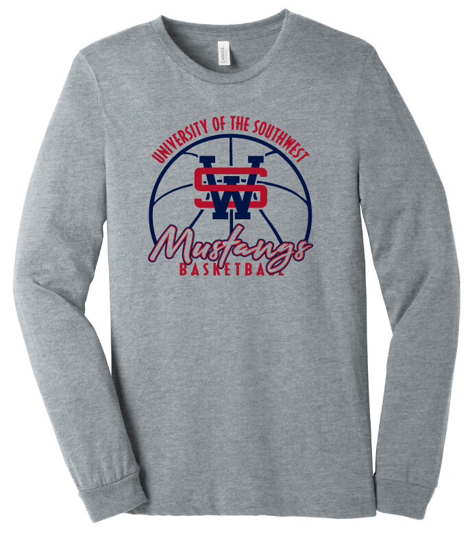 USW Basketball - Big Basketball - Bella+Canvas Long Sleeve, Color: Athletic Heather