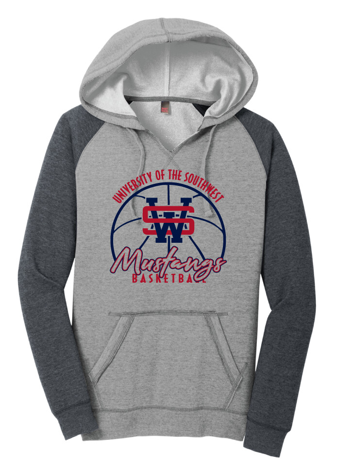 USW Basketball - Big Basketball - Lightweight Raglan Hoodie, Color: Heathered Grey