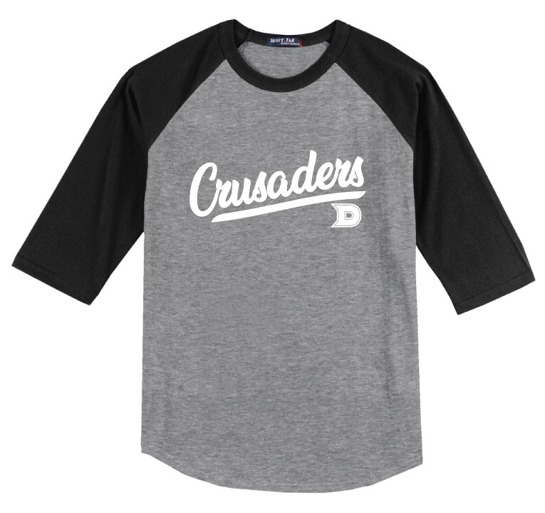 DCC Softball - Script - Raglan Baseball, Color: Grey / Black