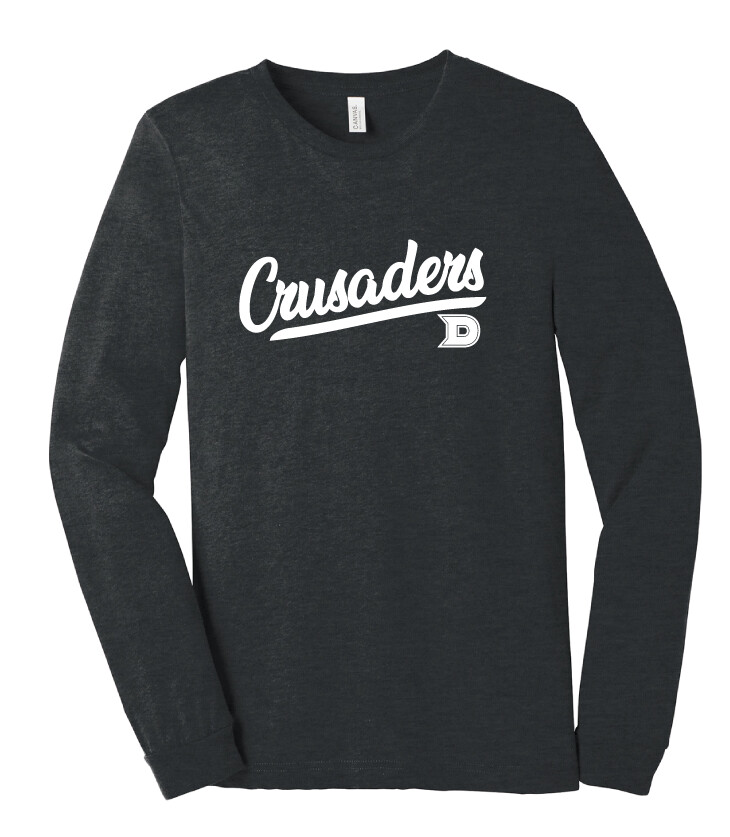 DCC Softball - Script - Bella+Canvas Long Sleeve, Color: Dark Heather