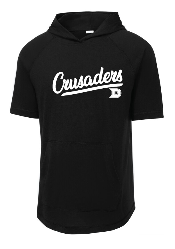 DCC Softball - Script - Short Sleeve Hoodie, Color: Black Triad