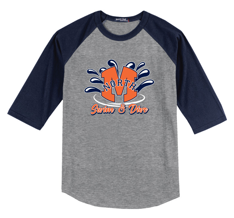 North Swim/Dive - Splash - Raglan Baseball, Color: Grey / Navy