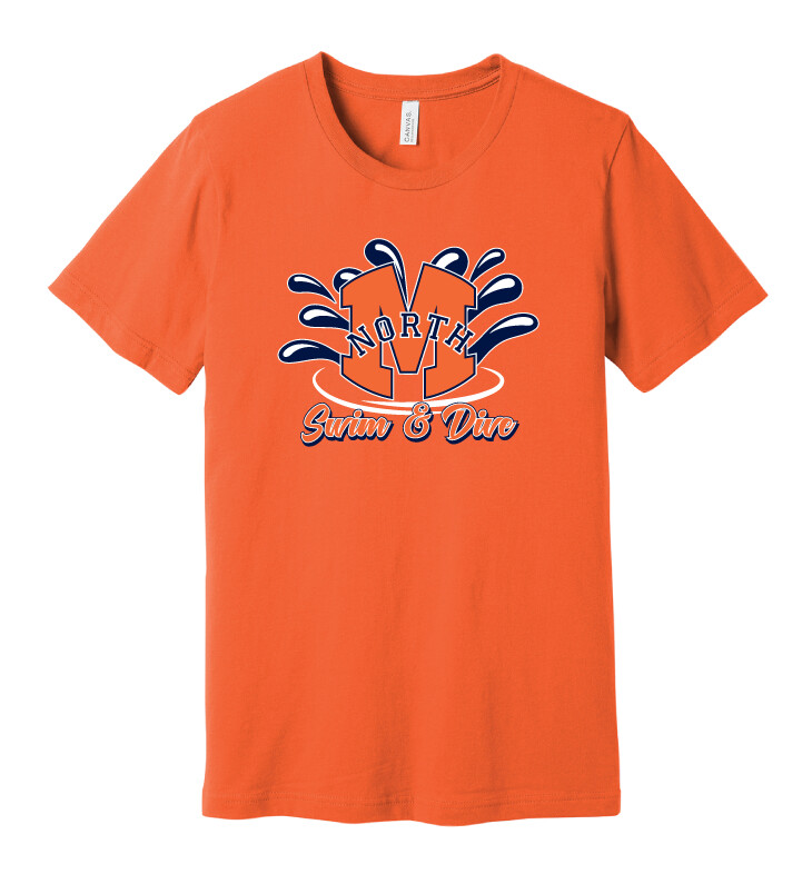 North Swim/Dive - Splash - Bella+Canvas Short Sleeve, Color: Orange, Style 3001 Size: Youth S