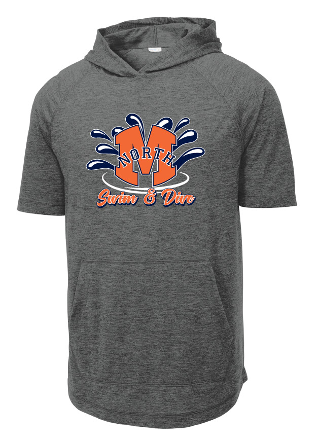 North Swim/Dive - Splash - Short Sleeve Hoodie, Color: Dark Grey Heather