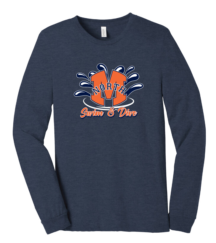 North Swim/Dive - Splash - Bella+Canvas Long Sleeve, Color: Heather Navy