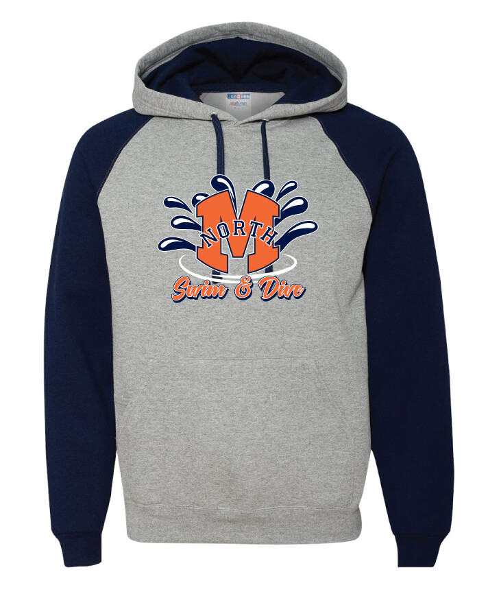 North Swim/Dive - Splash - Raglan Hoodie, Color: Grey / Navy