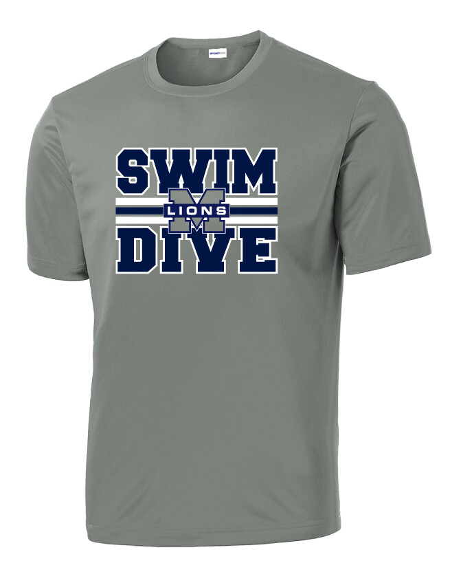 McKinney Swim/Dive - Big Design - Dri-Fit Short Sleeve, Color: Grey Concrete