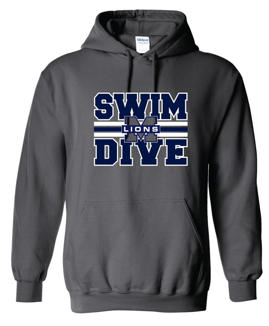 McKinney Swim/Dive - Big Design - Hoodie, Color: Charcoal