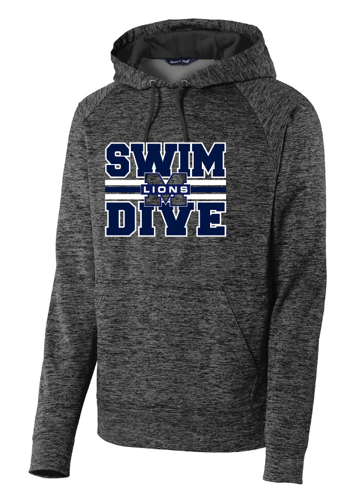 McKinney Swim/Dive - Big Design - Electric Dri-Fit Hoodie, Color: Grey Black