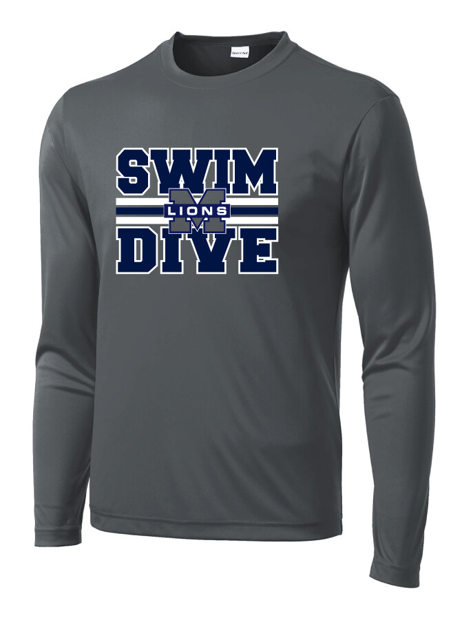 McKinney Swim/Dive - Big Design - Dri-Fit Long Sleeve, Color: Iron Grey