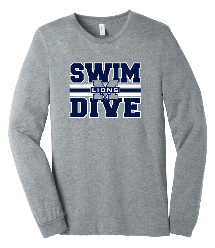 McKinney Swim/Dive - Big Design - Bella+Canvas Long Sleeve, Color: Athletic Heather