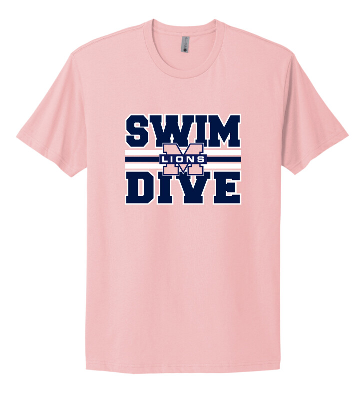 McKinney Swim/Dive - Big Design - Next Level Short Sleeve, Color: Light Pink